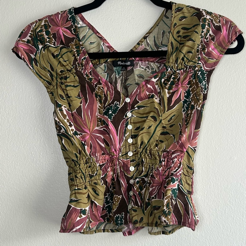 Madewell Tropical Print Button-Up Blouse